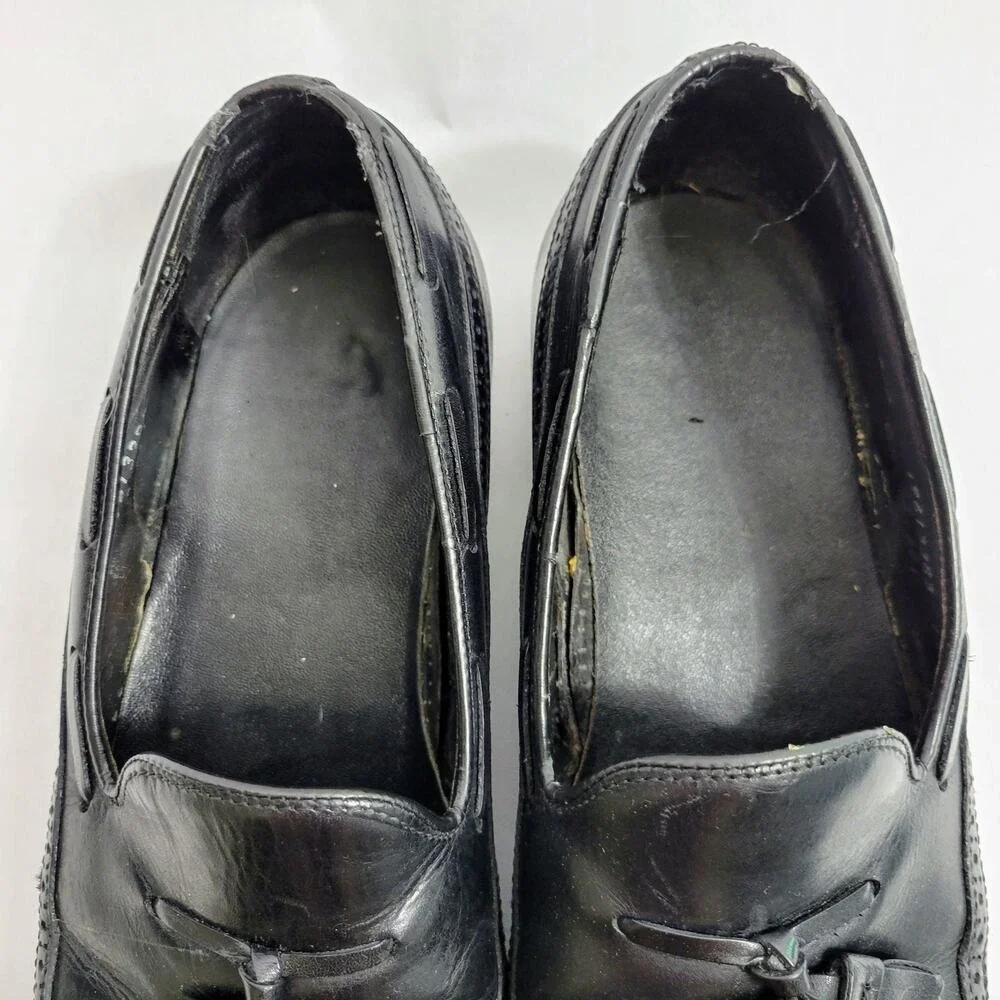 Mens Black Leather Tassel Wingtip Loafer Dress Shoes Size‎ 10 8C